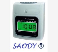 MARCATEMPO ELETTRONICO SAODY ® FINO A 6 TIMBRATURE AL GIORNO MOD. TIMBRA CARTELLINO SAODY ®, GIA' PROGRAMMATO DA NOI, DOTATO DI 2 BATTERIE, PORTACARTELLINI DA PARETE A 20 POSTI E 100 CARTELLINI SAODY ®