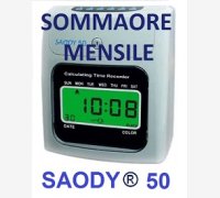 MARCATEMPO SAODY ® 50 SOMMA ORE CON 6 MESI DI ASSISTENZA, CON TOTALIZZATORE GIORNALIERO E MENSILE, PREPROGRAMMATO DA NOI, CON 10 CARTELLINI, FA I CONTEGGI AL POSTO TUO
