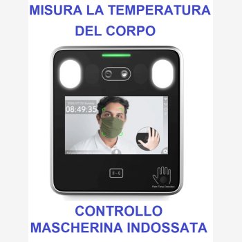 SISTEMA DI RILEVAZIONE PRESENZE E CONTROLLO ACCESSI, MOD. ACCESS-FACE, CON TERMOSCANNER PROFESSIONALE, RICONOSCIMENTO FACCIALE, CONTROLLO TEMPERATURA CORPOREA E MASCHERINA INDOSSATA, CON SOFTWARE E 2 MESI DI ASSISTENZA