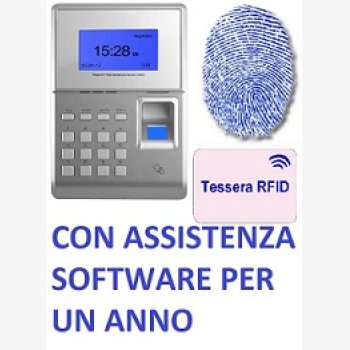 SISTEMA RILEVAZIONE PRESENZE SVAR 2-FINGER, CON LETTORE BIOMETRICO E RFID, SOFTWARE PRESENZE, 82 TESSERE MOD. CARTELLINO SAODY RFID,  SERVIZIO DI TELEASSISTENZA GRATIS PER L'INSTALLAZIONE ED ASSISTENZA SOFTWARE PER UN ANNO, AL PREZZO DI