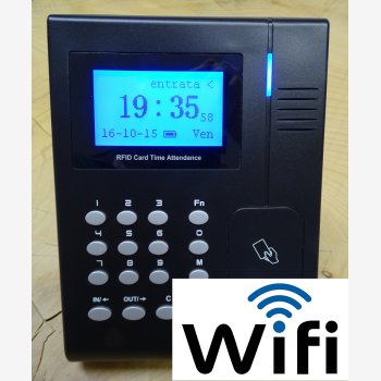 TIMBRACARTELLINI MOD. SVAR1-RFID-WIFI CON LETTORE RFID, CON SCHEDA WI-FI E 2 BATTERIE, CON SOFTWARE DI RILEVAZIONE PRESENZE, CON 2 TESSERE E TELEASSISTENZA GRATIS PER L'INSTALLAZIONE