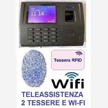 SISTEMA DI RILEVAZIONE PRESENZE MOD. SVAR 3-FINGER/WIFI CON 2 MESI DI ASSISTENZA SOFTWARE, LETTORE DI IMPRONTE E RFID, WI-FI E N. 2 TESSERE