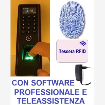 SISTEMA DI RILEVAZIONE PRESENZE E CONTROLLO ACCESSI MOD. 1951-FINGER/TS PER ESTERNO (IP53), CON SOFTWARE PROFESSIONALE, LETTORE DI IMPRONTE DIGITALI E DI TESSERE RFID E CORSO DI ISTRUZIONE SOFTWARE IN TELEASSISTENZA PER 2 MESI