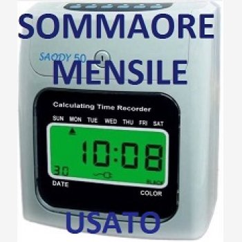 TIMBRACARTELLINI MARCATEMPO SOMMA ORE USATO MOD. SAODY ® 50U CON TOTALIZZATORE GIORNALIERO E MENSILE, 50 CARTELLINI SAODY ® E PORTACARTELLINI A 5 POSTI, FA I CONTEGGI AL POSTO TUO