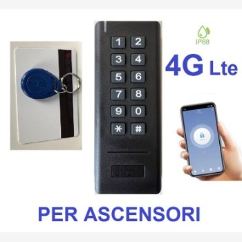 APRIPORTA ANTIVANDALO, MOD. APRIPORTA-SUB/4G-LTE CON 6 MESI DI ASSISTENZA, SIM 4G LTE CON CONNETTIVITA' GARANTITA PER 1 ANNO, PER APERTURA PORTE CON 60 PORTACHIAVI DI PROSSIMITA' O CODICE PIN, COMPLETO DI ALIMENTATORE E APP DI GESTIONE DA SMARTPHONE