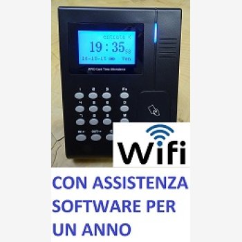 TERMINALE DI RILEVAZIONE PRESENZE MOD. SVAR 1-RFID-WIFI CON ADATTATORE WI-FI, SOFTWARE PRESENZE IN ITALIANO SENZA OBBLIGO DI CONTRATTO DI MANUTENZIONE, 42 TESSERE DI PROSSIMITA' CON CONTRATTO DI ASSISTENZA SOFTWARE PER UN ANNO COMPRESA NEL PREZZO