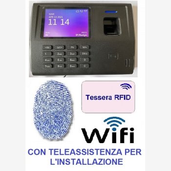 MARCATEMPO BIOMETRICO WI-FI PER RILEVAZIONE PRESENZE MOD. SVAR3-FINGER/A-WIFI CON 2 MESI DI ASSISTENZA SOFTWARE, LETTORE DI IMPRONTE E TESSERE RFID