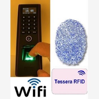 TIMBRACARTELLINI PER RILEVAZIONE PRESENZE MOD. 1951-FINGER/WIFI, L'UNICO CON 6 MESI DI ASSISTENZA, PER ESTERNO (IP53), CON LETTORE BIOMETRICO E RFID, WI-FI E CORSO DI ISTRUZIONE SOFTWARE IN TELEASSISTENZA PER 6 MESI