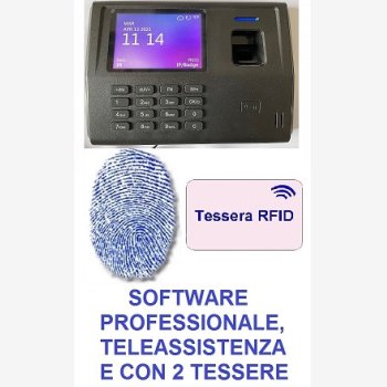 TIMBRACARTELLINI PER RILEVAZIONE PRESENZE MOD. SVAR3-FINGER/TS, L'UNICO CON 6 MESI DI ASSISTENZA SOFTWARE PROFESSIONALE, LETTORE DI IMPRONTE E RFID E WEBSERVER