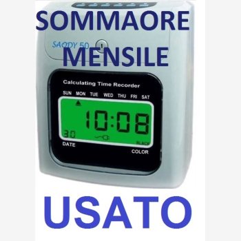 MARCATEMPO TIMBRACARTELLINI SOMMAORE MOD. SAODY ® 50 USATO, PERFETTAMENTE FUNZIONANTE, CON 10 CARTELLINI SAODY ® 50 IN OMAGGIO