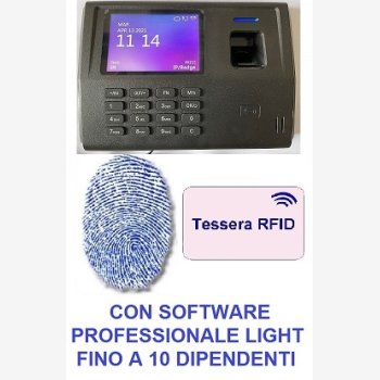 TIMBRACARTELLINI PER RILEVAZIONE PRESENZE MOD. SVAR3-FINGER/TSL, L'UNICO CON 6 MESI DI ASSISTENZA SOFTWARE PROFESSIONALE LIGHT, LETTORE DI IMPRONTE E RFID E WEBSERVER