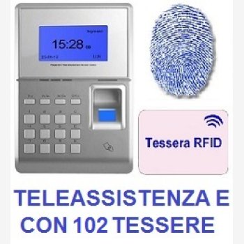 MARCATEMPO PER RILEVAZIONE PRESENZE MOD. SVAR2-FINGER CON UN MESE DI ASSISTENZA SOFTWARE, LETTORE BIOMETRICO E RFID E 102 TESSERE DI PROSSIMITA'