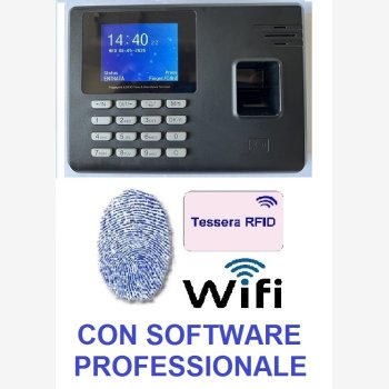 SISTEMA DI RILEVAZIONE PRESENZE E CONTROLLO ACCESSI SVAR3R-FINGER/TS-WIFI CON LETTORE DI TESSERE E IMPRONTE DIGITALI, L'UNICO IN COMMERCIO CON 6 MESI DI ASSISTENZA DEL VALORE DI € 158,00 COMPRESA NEL PREZZO, WI-FI E SOFTWARE PROFESSIONALE