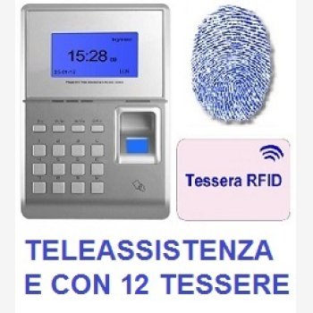 MARCATEMPO PER RILEVAZIONE PRESENZE MOD. SVAR2-FINGER CON UN MESE DI ASSISTENZA SOFTWARE, LETTORE BIOMETRICO E RFID E 12 TESSERE DI PROSSIMITA'