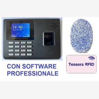 SISTEMA RILEVAZIONE PRESENZE E CONTROLLO ACCESSI SVAR3R-FINGER/TS CON LETTORE DI TESSERE E IMPRONTE DIGITALI, L'UNICO IN COMMERCIO CON 6 MESI DI ASSISTENZA DEL VALORE DI € 158,00 COMPRESA NEL PREZZO E SOFTWARE PROFESSIONALE