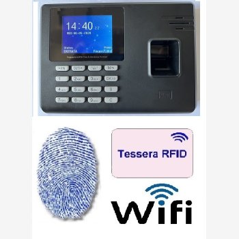 SISTEMA RILEVAZIONE PRESENZE E CONTROLLO ACCESSI SVAR3R-FINGER/AW CON WI-FI, LETTORE DI TESSERE E IMPRONTE DIGITALI, CON 6 MESI DI ASSISTENZA DEL VALORE DI € 158,00 COMPRESA NEL PREZZO E CORSO DI ISTRUZIONE SOFTWARE IN TELEASSISTENZA PER 6 MESI