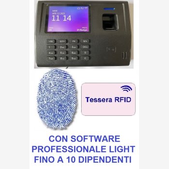 MARCATEMPO BIOMETRICO MOD. SVAR3-FINGER/TSL CON LETTORE DI IMPRONTE DIGITALI E TESSERE RFID, SOFTWARE IN ITALIANO ED ASSISTENZA PER L'INSTALLAZIONE