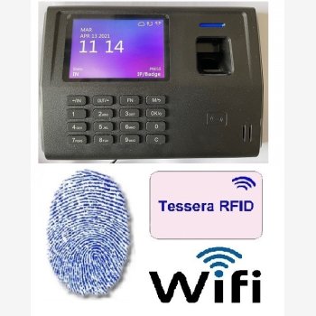 MARCATEMPO BIOMETRICO MOD. SVAR3-FINGER/A-WIFI CON LETTORE DI IMPRONTE DIGITALI E TESSERE RFID, WI-FI E SOFTWARE IN ITALIANO ED ASSISTENZA PER L'INSTALLAZIONE