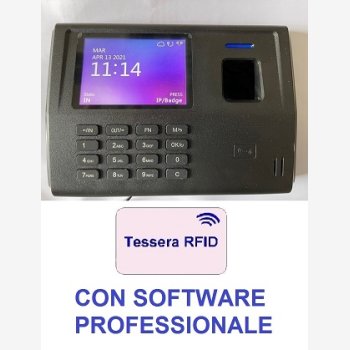 SISTEMA RILEVAZIONE PRESENZE MOD. SVAR 4-RFID/TS CON LETTORE DI TESSERE, CON 6 MESI DI ASSISTENZA DEL VALORE DI € 158,00 COMPRESA NEL PREZZO, SOFTWARE PROFESSIONALE E CORSO DI ISTRUZIONE SOFTWARE IN TELEASSISTENZA PER 6 MESI