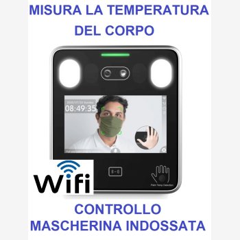 CONTROLLO ACCESSI PER VERIFICA TEMPERATURA CORPOREA E MASCHERINA PER CONTROLLO ACCESSI E RILEVAZIONE PRESENZE WI-FI CON 2 MESI DI ASSISTENZA SOFTWARE, RICONOSCIMENTO FACCIALE E LETTORE RFID