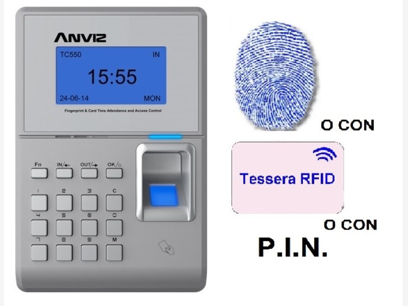 Rilevatore Presenze HapAttend H2 Con Impronta Digitale E 5 Badge RFID, Senza Abbonamento, Per Piccole Imprese Fino A 500 Dipendenti
